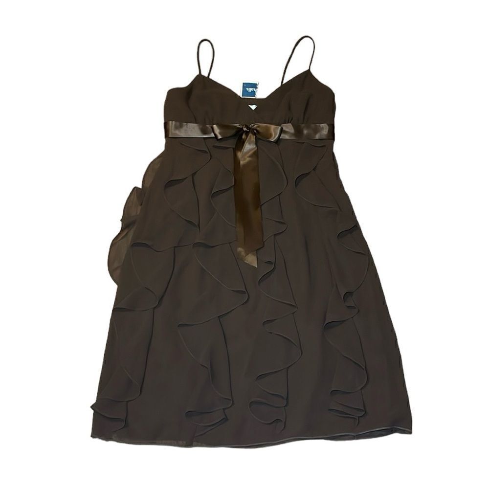 Y2K Brown Prom Dress, Betsy & Adam Linda Bernell, Ruffles, occasion, dance, 6